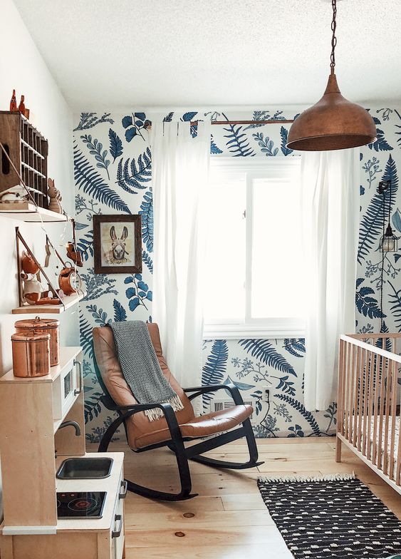 Manly baby nursery with browns and blues