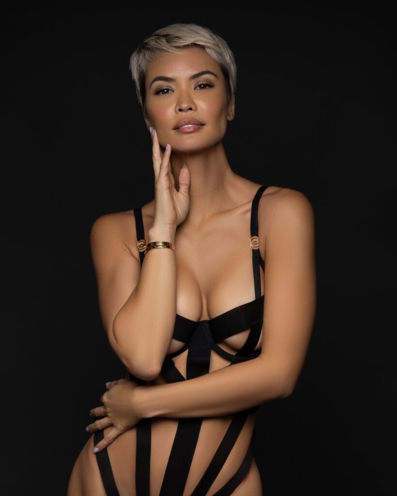 woman in black scrappy lingerie boudoir photography